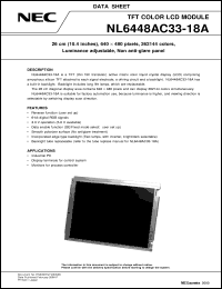 NL6448AC33-18A datasheet: 10.4 inches color LCD NL6448AC33-18A