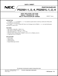 PS2501L-2-E4 datasheet: High collector withstand photo coupler PS2501L-2-E4