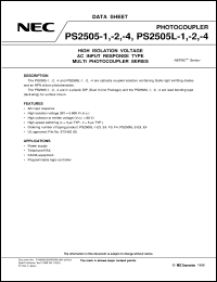 PS2505L-3 datasheet: AC input matching, multi photo coupler PS2505L-3