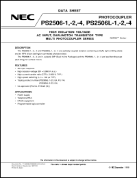 PS2506L1-1 datasheet: AC input matching, Darlington output photo coupler PS2506L1-1