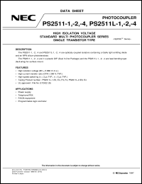 PS2511-4 datasheet: High isolation voltage standard multi photocoupler series single transistor type PS2511-4