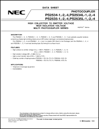 PS2535-2 datasheet: High collector to emitter voltage, high isolation voltage, multi photocoupler PS2535-2