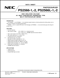 PS2566L-1-V datasheet: AC-input Darlington-output multi-photocoupler PS2566L-1-V