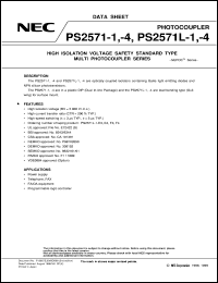 PS2571-4 datasheet: High isolation voltage safety standard type multi photocoupler series PS2571-4