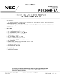 PS7200B-1A-F4 datasheet: Optical semiconductor relay for high frequency signal control PS7200B-1A-F4