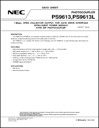 PS9613L datasheet: For gate drive interface intelligent power module 8-pin photocoupler PS9613L