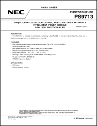 PS9713-V datasheet: For gate drive interface intelligent power module 5-pin SOP photocoupler PS9713-V