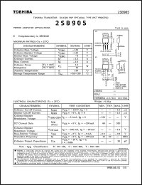 2SB905 datasheet: Silicon PNP transistor for power amplifier applications 2SB905