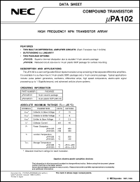 UPA102B datasheet: Ultra-high-frequency NPN transistor array UPA102B