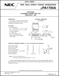 UPA1700AG-E1 datasheet: Nch UMOSFET 8-pin SOP single 30V UPA1700AG-E1
