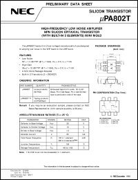UPA802T datasheet: 6-pin small MM high-frequency double transistor UPA802T