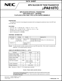 UPA810T-T1 datasheet: Consumer-use Ultra-high Frequency Bipolar Transistor UPA810T-T1