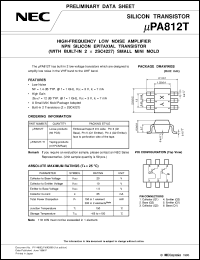 UPA812 datasheet: Consumer-use Ultra-high Frequency Bipolar Transistor UPA812
