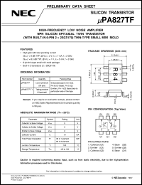 UPA827TF-T1 datasheet: Twin transistors equipped with the same model chip(6P small MM) UPA827TF-T1