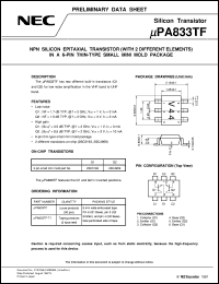 UPA833TF datasheet: Twin transistors equipped with different model chips(6P small MM) UPA833TF
