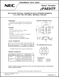 UPA834TF datasheet: Twin transistors equipped with different model chips(6P small MM) UPA834TF