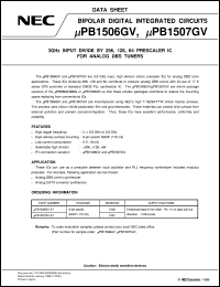 UPB1506GV datasheet: 3GHz,64/128/256 dividing prescaler UPB1506GV