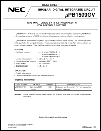 UPB1509GV datasheet: 1GHz,low voltage 2/4/8 dividing prescaler UPB1509GV
