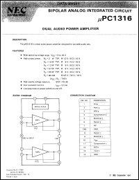 UPC1316C datasheet: Dual audio power amp circuit UPC1316C