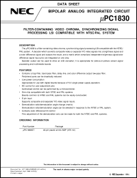 UPC1830GT datasheet: NTSC/PAL system compatible built-in filter video-chroma UPC1830GT