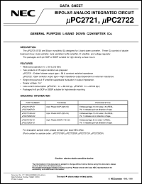 UPC2721GR-E2 datasheet: Silicon microwave monolithic IC UPC2721GR-E2