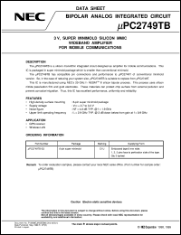 UPC2749T-E3 datasheet: 1.9 GHz band low noise amplifier UPC2749T-E3