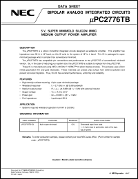 UPC2776TB datasheet: IC for middle output high frequency wide band amplifier UPC2776TB