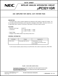 UPC3211GR-E1 datasheet: Digital CATV return path AGC amplifier UPC3211GR-E1