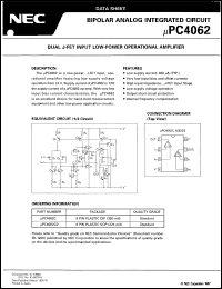 UPC4062G2 datasheet: Dual operational amplifier UPC4062G2