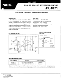 UPC4071C datasheet: Single operational amplifier UPC4071C