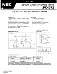 UPC4072HA datasheet: Dual operational amplifier UPC4072HA