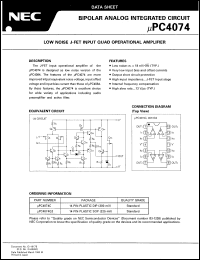 UPC4074G2-E1 datasheet: Quad operational amplifier UPC4074G2-E1