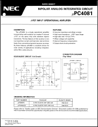 UPC4081G2 datasheet: Single operational amplifier UPC4081G2