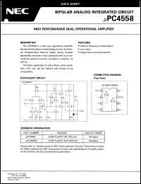 UPC4558GR-E2 datasheet: Dual operational amplifier UPC4558GR-E2