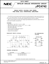 UPC4742G2-E1 datasheet: Dual operational amplifier UPC4742G2-E1