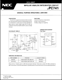 UPC741C datasheet: Single operational amplifier UPC741C