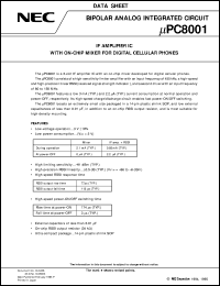 UPC8001GR datasheet: 3V operation, low consumption current, fast power-on/off UPC8001GR