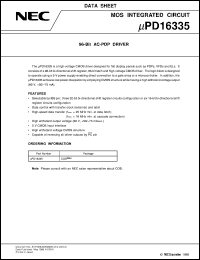 UPD16335 datasheet: High voltage CMOS driver 96-output 80V 50mA UPD16335