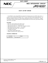 UPD16337W datasheet: 64-bit AC-PDP data driver UPD16337W