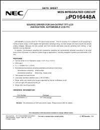 UPD16448AN-XXX datasheet: LCD analog source driver 240 outputs, 5V UPD16448AN-XXX