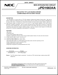 UPD16634AN-XXX datasheet: LCD source driver, 64 gray scale, 300-outputs UPD16634AN-XXX