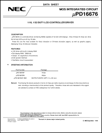 UPD16676P datasheet: LCD controller/driver, full-dot type UPD16676P