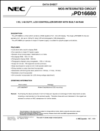 UPD16680W datasheet: LCD controller/driver UPD16680W