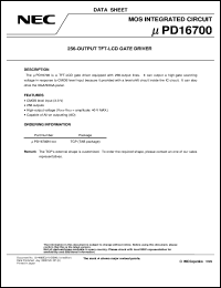 UPD16700N-XXX datasheet: TFT-LCD gate driver UPD16700N-XXX