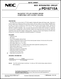 UPD16715AN-XXX datasheet: Source driver for 64 gray scale and 384 output TFT-LCD UPD16715AN-XXX