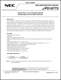 UPD16772N-XXX datasheet: Source driver for 64 gray scale and 480 output TFT-LCD UPD16772N-XXX