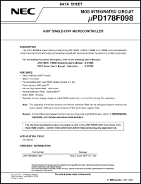 UPD178F098GF-3BA datasheet: 8-bit DTS controller UPD178F098GF-3BA