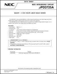 UPD3725AD datasheet: 5000-bit color liner image sensor UPD3725AD