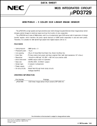 UPD3729D datasheet: 5000-bit x 3 CCD linear color image sensor UPD3729D