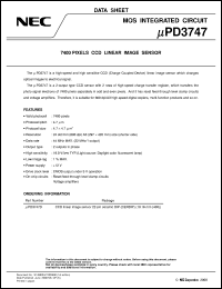 UPD3747D datasheet: 7400-pixel CCD linear image sensor UPD3747D